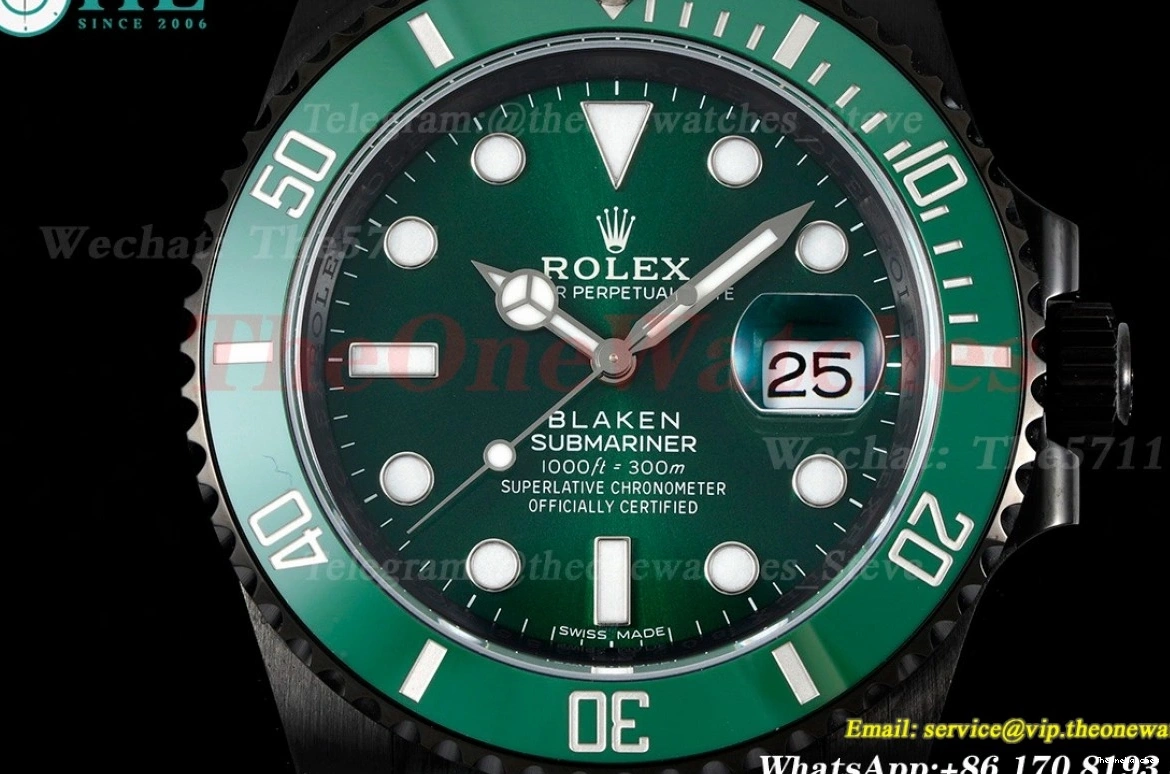 VS3135 SS DLC Green Blaken V6F Dot 40mm Submariner 0407